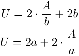 Rechteck Umfang Formel mit Fläche
